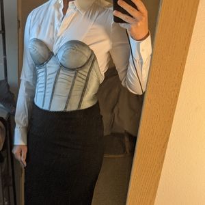 Silver corselette bra